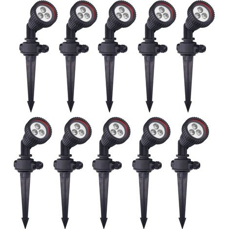 FORLIGHT TIDIAN (10 pcs) Projecteur d'extérieur pour le jardin IP65. Avec pic à gazon. Pour ampoule GU10. Couleur noire (1/5)
