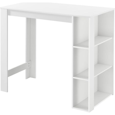 Mesa alta de diseño con superficies de almacenamiento Mesa de bistro con 3 estantes de aglomerado 110 x 50 x 103 cm blanco 030006204