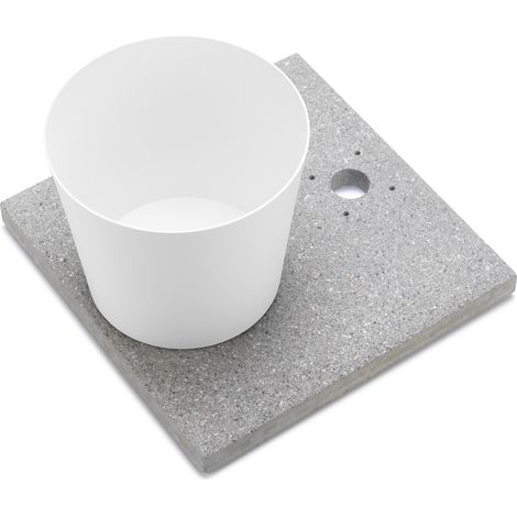 Base con Vaschetta per Fontane con Ghiera Piccola 40x40x5 cm in Cemento Belfer 42/BSE/4 Bianco (1/5)