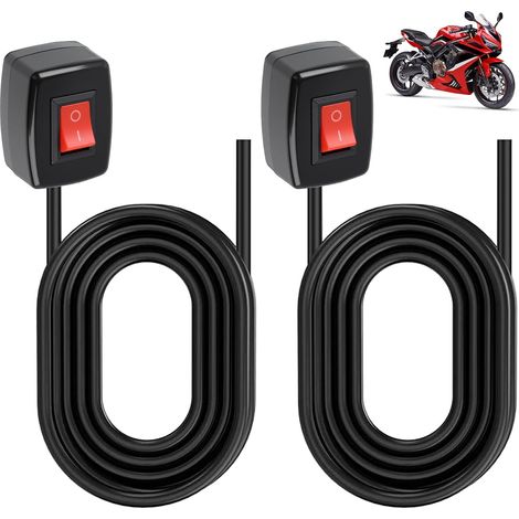 Lot de 2 Interrupteur Voiture 24V, Interrupteur 12V/24V Étanche ON/OFF Bouton Goutte d’Eau avec Câble 75 cm Adhésif Double Face pour Phares Antibrouillard Barre LED Éclairage Bateau Moto Camion DIY (1/5)
