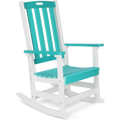 Aoodor Outdoor Rocking Chair for Adults, Ergonomic HDPE Rockers with All-Weather Design-lake blue (1/5)