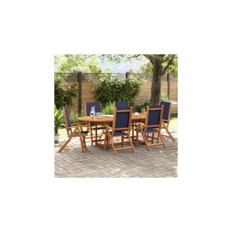 Chaises pliables de jardin lot de 6 bois d'acacia et textilène (1/5)