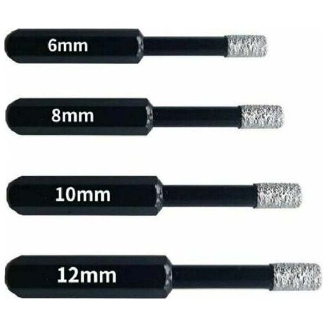 Forets Diamant Professionnels pour Carrelage, Céramique, Verre et Pierre - Coffret de 4 Mèches Diamantées (6mm, 8mm, 10mm, 12mm) - Scies-Cloches pour Grès Cérame et Tuiles - OUYLAF