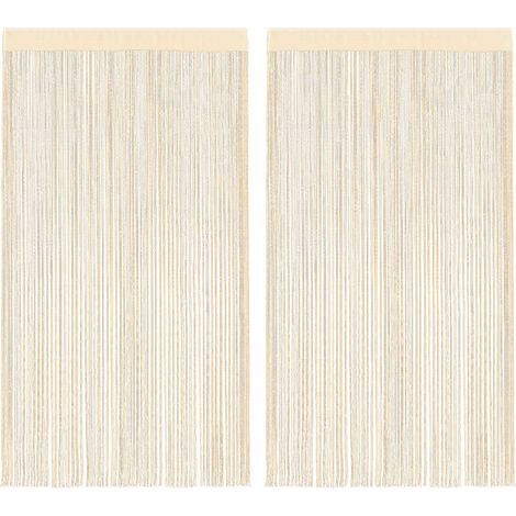 Rideaux à fils, 2 pièces, 100 x 250 cm, couleur crème