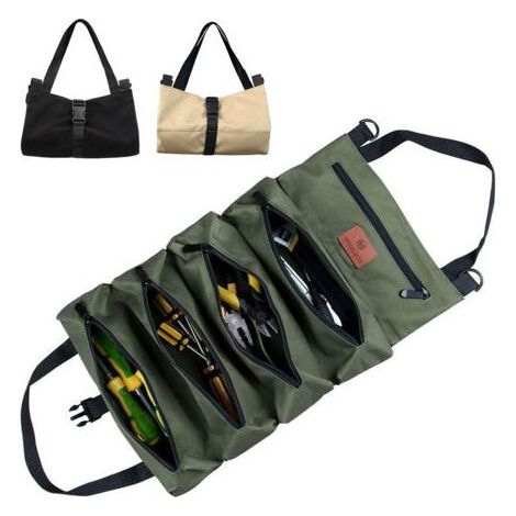Trousse à outils en tissu, sac à outils portable pour voiture, sac à outils d'électricien, trousse à outils de quincaillerie, verte (1/4)