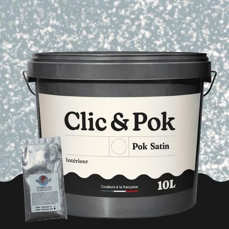 Peinture Effet Pailleté pour Murs & Plafonds - POK PAILLETTE - 10L - Bleu Grisé (1/4)