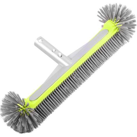 Brosse professionnelle robuste pour murs et carrelages de piscine, tête de brosse ronde de 44,5 cm avec manche en aluminium robuste, poils en nylon de qualité supérieure avec clip EZ