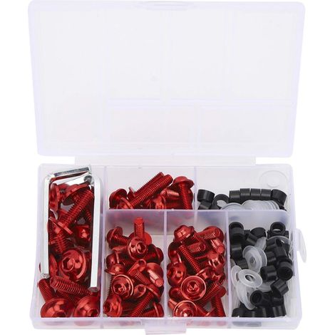 SHINING HOUSE 158 Stück/Set Universal-Gelenkschlüsselsatz für Verkleidungsschrauben, Universal-ABS-Aluminium-Verkleidungsschraubensatz für Motorräder(Rot) (1/4)