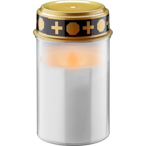 Paquete de 2 faroles LED para funerales con batería/Velas LED para funerales de exterior/Cementerio/Luz eterna/Lámpara funeraria/Blanco/Requiere 2 pilas AA (no incluidas) [Clase energética A]