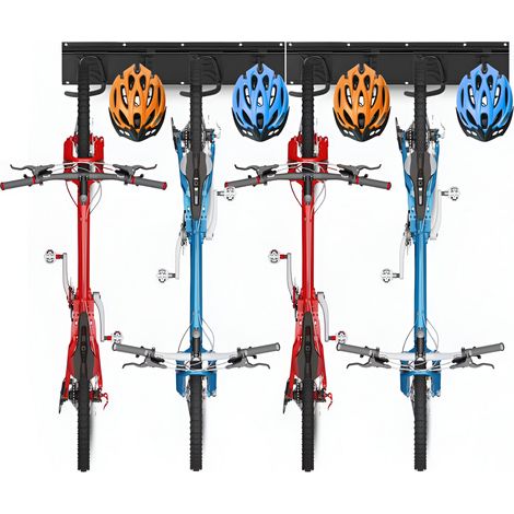 TOJ Living Support mural pour vélos – Porte-vélos / crochet – Râtelier 4 vélos – Fixation murale – Métal – 120 cm – noir mat (1/5)