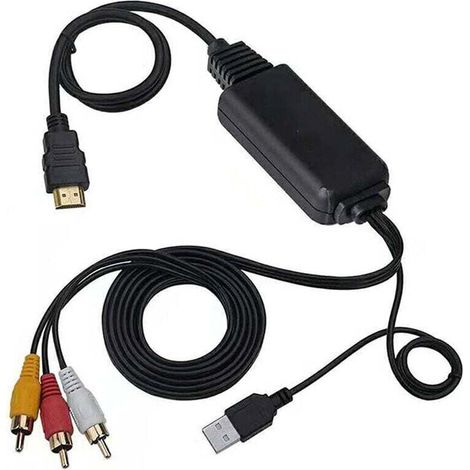Hdmi To Av 1080P Hdmi To Rca Converter 3Rca Cvbs Composite Vidéo Audio Hdmi Vers Tv Dvd Ps3 Ntsc Av Adaptateur (1/4)
