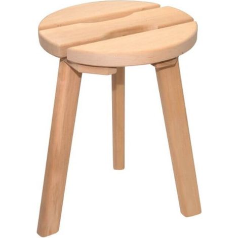 Sauna-Hocker aus Holz rund mit Eingrifflöchern (1/5)