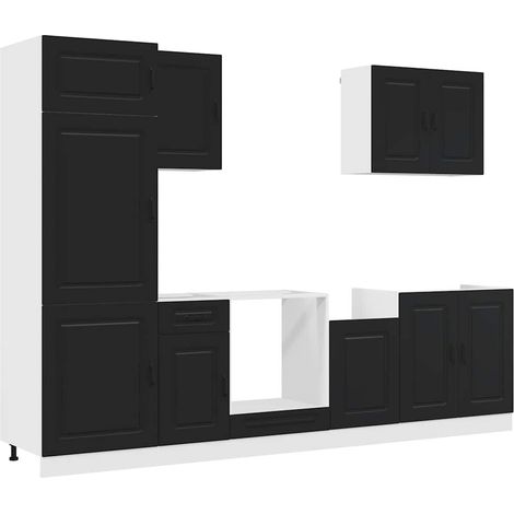 Maison Exclusive - Mueble de cocina Kalmar negra 7 piezas madera (1/5)