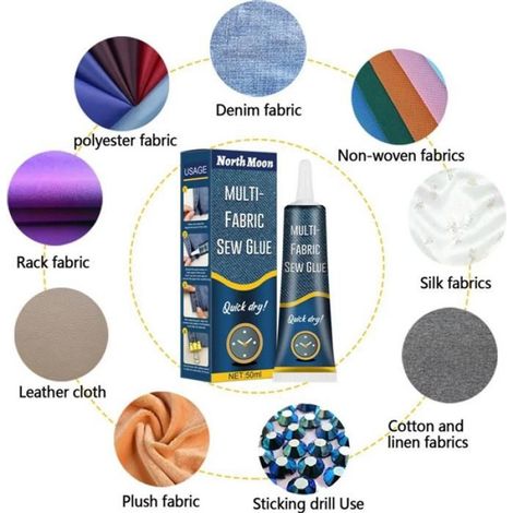 Colle Textile - 50 ml - Lavable En Machine - Séchage Rapide - Pour Réparation De Vêtements Et Tissus - 1 Pièce (1/5)