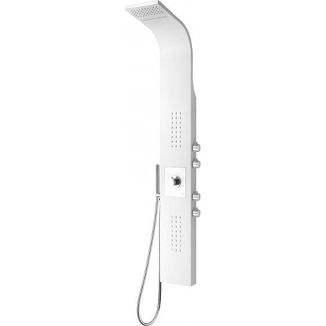 BERNSTEIN - Colonne de douche Blanc thermostatique murale acier inox mitigeur, pommeau de douche - Assemblée, jets massage - 165x22cm - SEDAL 8815