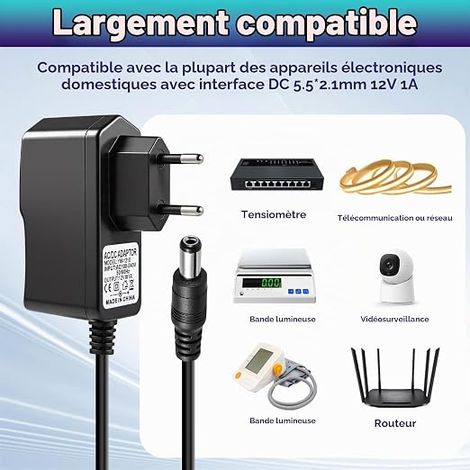 Alimentation 12V 1A Bandes LED Routeurs Caméras Surveillance (1/4)