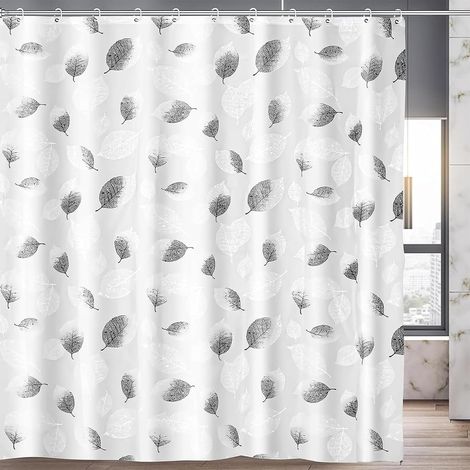 1 Rideau Douche, Tissu PEVA Imperméable 180x180cm, Crochets Inclus, Ourlet Lesté Antibactérien, Pour Salle De Bain (1/5)