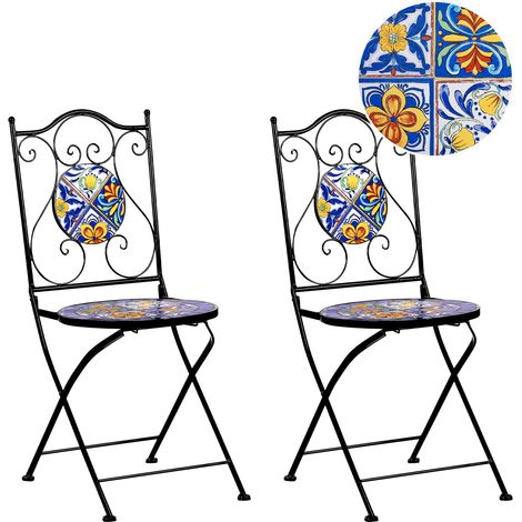 Beliani Garden Chairs Black Iron Mediterranean Outdoor (pack of 2) Metal, Seat Height 42 cm, E-Coating, Foldable, Does Not Require Assembly, Holds up to 150 kg, For Outdoor Use, Wind Resistant CORIANO (1/5)