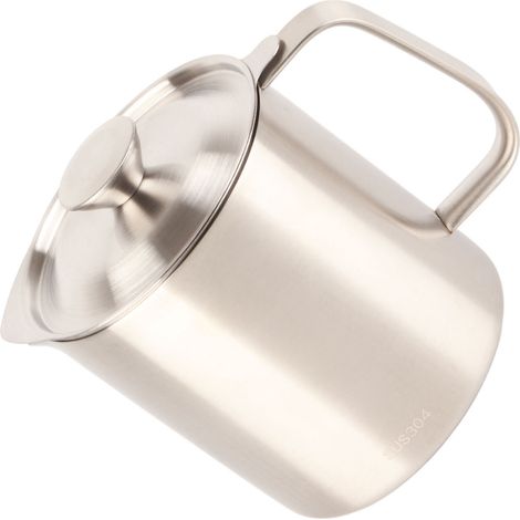 Filtre à huile de cuisine en acier inoxydable 304 avec couvercle, bec verseur et séparateur de boues, 1000 ml (1/5)