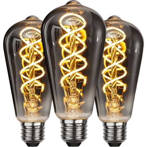 Ampoule LED E27 Vintage, Économie d'énergie, de Style Industriel, Ampoule E27 Lampe Décorative Rétro Antique, 6W pour Chambre Restaurant Café Bar Bistro, Filament Jaune, 3 Pièces [Classe énergétique A (1/5)