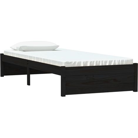 vidaXL Giroletto in Legno Massello Nero 75x190 cm Small Single (1/4)