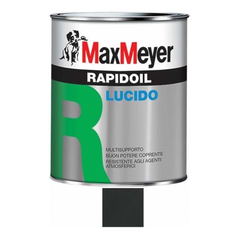 RAPIDOIL Smalto lucido a solvente per ferro e legno MaxMeyer Grigio Antracite RAL 7016,0,375