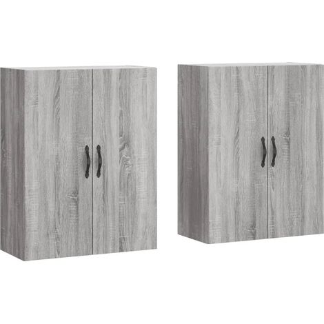 Lot de 2 armoires murales pratiques rangement grande capacité 69,5 x 34 x 90 cm en bois d'ingénierie sonoma gris (1/5)