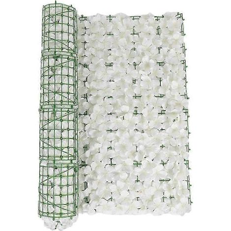 Clôture artificielle fleurie, panneaux de treillis, mur de jardin, intimité, ornement, blanc, 50 x 100 cm, clôtures et accessoires de jardin, 1 pièce (1/4)