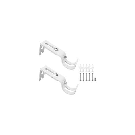 2 Pièces Support de Tringle à Rideau Réglable, Supports pour Tringles à Rideaux, Supports Muraux en Métal pour Tringle de 20 à 25 MM, Installation Facile avec Vis, Résistant à la Rouille (1/5)