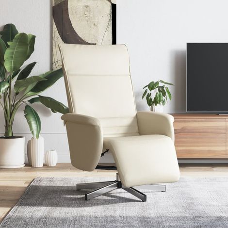 Fauteuil inclinable avec repose-pieds crème similicuir (1/5)