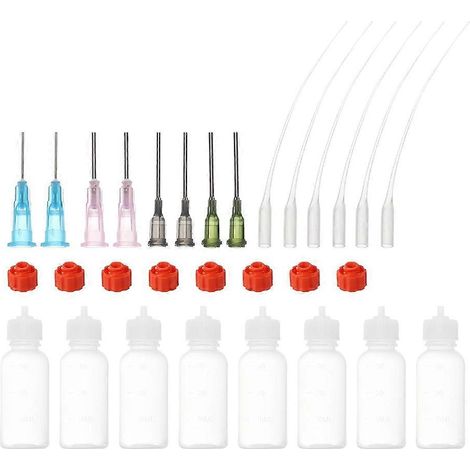 Flacons applicateurs de précision de 30 ml (1 oz), 8 flacons souples de 30 ml avec embout aiguille, petits flacons souples, bouchons pour mini-flacons à aiguille (1/5)