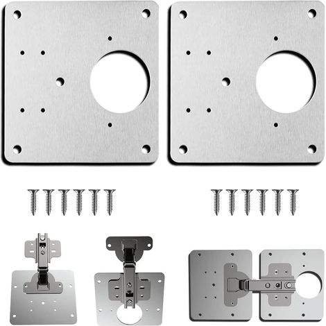 10 Reparaturplatten, 9x9cm, Edelstahl, mit Schrauben, für Schrankscharniere, Küche (1/5)