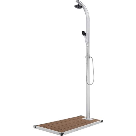 Gartendusche mit Brauner Bodenplatte 220 cm Aluminium