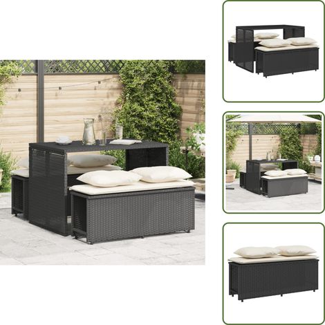 Cuscini da giardino - vidaXL Set da Pranzo da Giardino 3 pz con Cuscini Nero in Polyrattan - Rattan PE