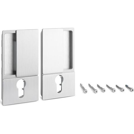 manilla wave para puerta corredera con cerradura cilíndrica - enrasada en cromo satinado, negro mate o blanco mate acabado cromo satinado (1/3)