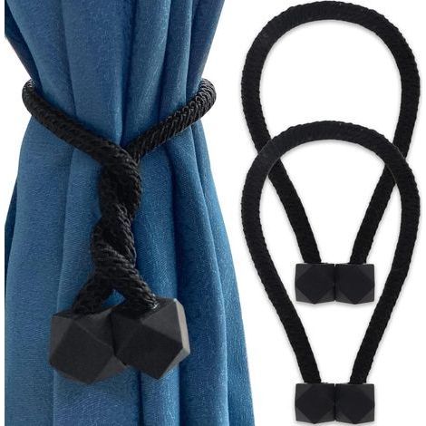 Set of 2 Black Magnetic Curtain Tiebacks, Modern Style Decorative Accessories for Home, Bedroom, and Dining Room. (1/5)