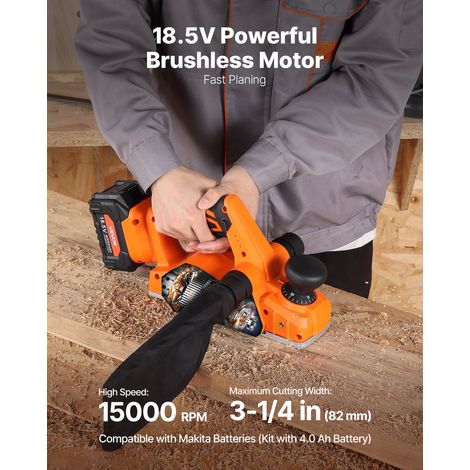 Rabot Électrique sans Fil Largeur Coupe 82 mm Raboteuse à Bois à Main 15000 tr/min avec Batterie Lithium 4 Ah 18,5 V Moteur sans Ba… (1/5)