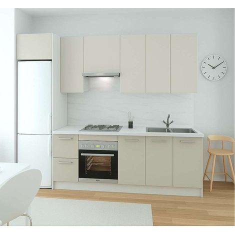 Cocina Kit-Chef con encimera y con zocalo de 280 cm(ancho) en visón.
