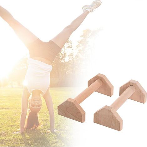 Liegestützgriffe, Handstände, Liegestützgriffe aus Holz, Liegestützständer, Fitnessstange, Yoga-Kopfstand, Ablage, Doppelstangen-Liegestützständer, Übungsstange, Kopfstandablage, Calisthenics-Stangen