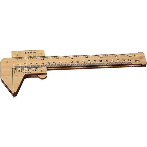 Pied à coulisse en bois, règle multifonction en bois pour étudiants, règle en bois portable-25X10X1.2CM (1/3)