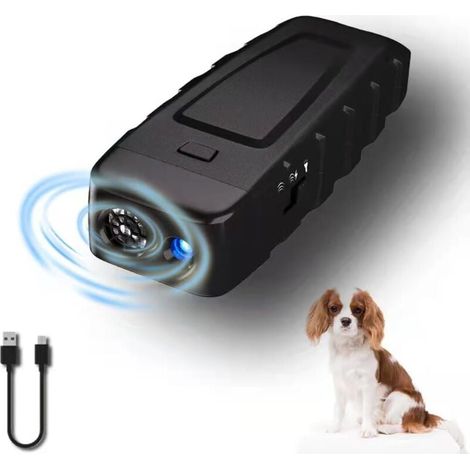 (Black) Anti-Bark Stopper, Portable Dog Repellent, Ultrasonic Dog and Cat Repellent, Rechargeable LED Flashlight/LED Torch MUMU