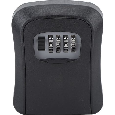 Coffre à clés en ABS et alliage d'aluminium, étanche, capacité : 5 clés, avec couvercle coulissant, pour garage, jardin ou rangement, noir, semi-métallique. (1/5)