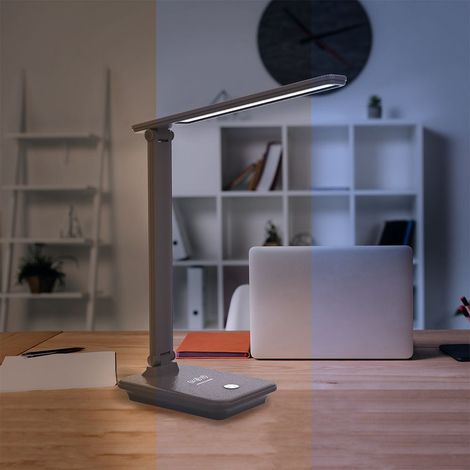 Lampada da tavolo pieghevole 180° 3 colori con ricarica wireless QI 10W AT76284 (1/5)