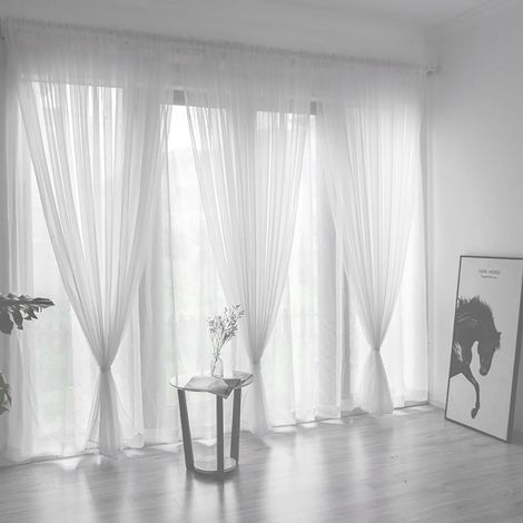 Rideau - Voile - Polyester - Filtre La Lumiere - Pour Fenetre Porte Ou Decoration Interieure - 200 x 100 Cm - 1 Piece (1/5)