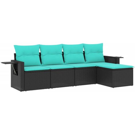 Maison Exclusive - 5-teiliges Gartensofa-Set mit Kissen, schwarze (1/5)