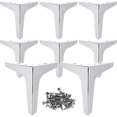 8 Pieds de meuble, Métal, Argent, 15cm, Triangulaire, Charge 800kg, Pour canapé table lit armoire (1/5)
