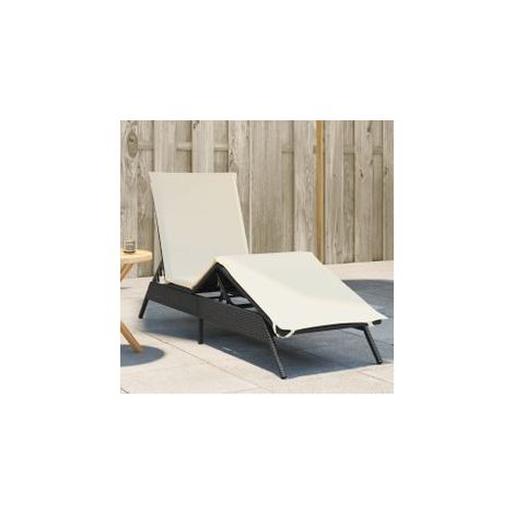 Chaise longue avec coussin noir résine tressée (1/5)