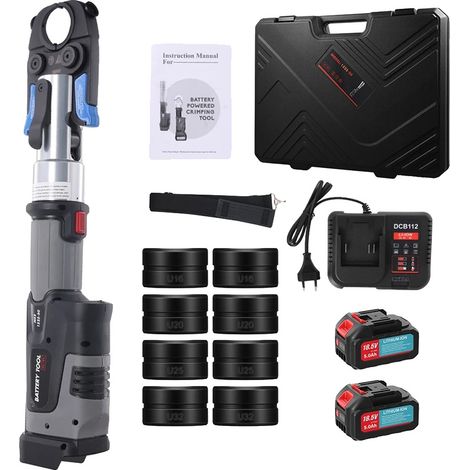 Kit d'outils à sertir, sans fil 18V, comprend 2 batteries, 2 batteries (1/2)