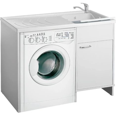 Lavatoio e Coprilavatrice in PVC 109x60x89 cm Forlani Tidy Bianco Lato Destro (1/5)
