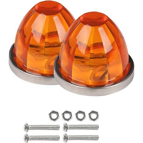 Lot de 2 feux de position LED ambrés en forme de pastèque, stroboscopiques et fixes, à double fonction, pour camping-car, remorque, camion ou bus. (1/5)